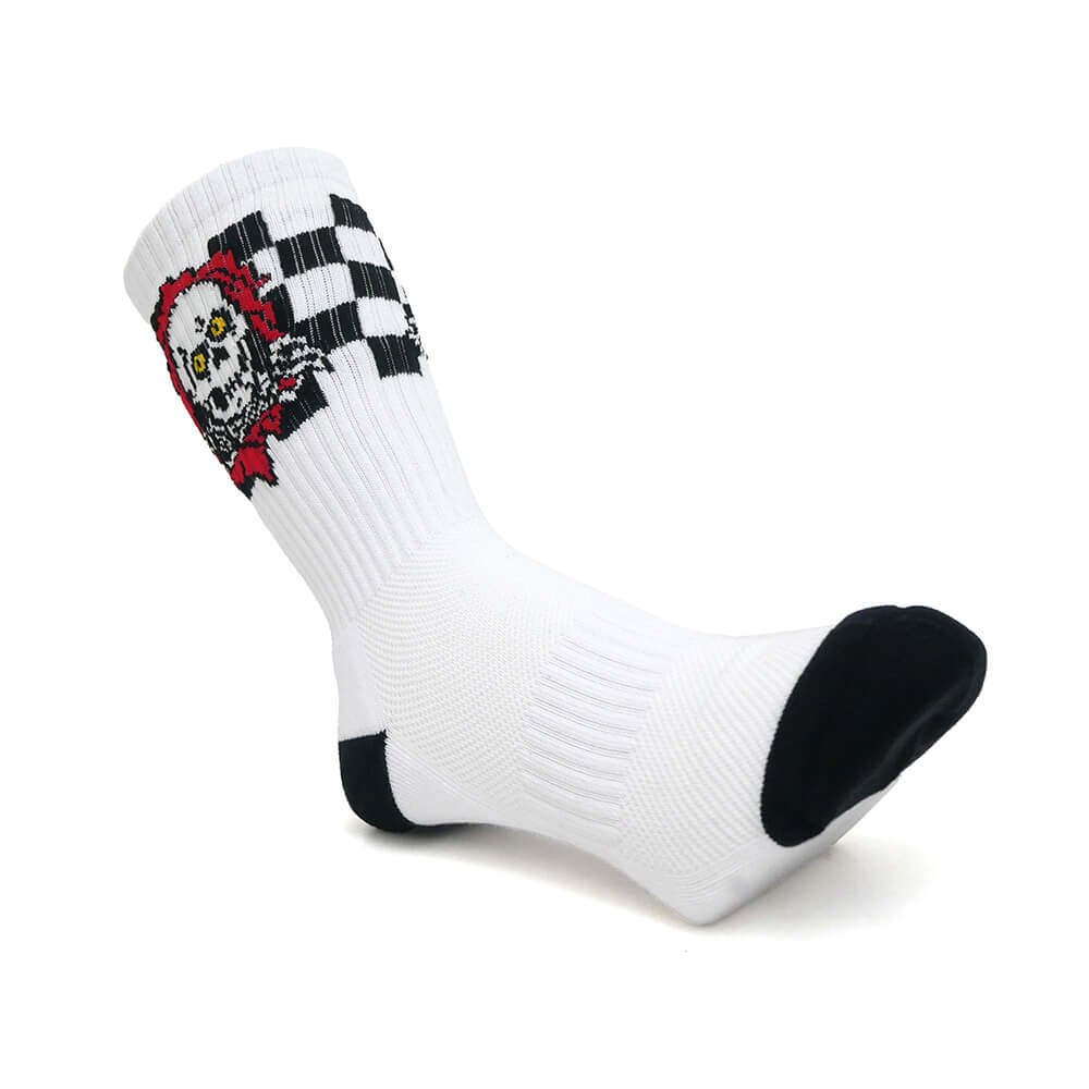 POWELL PERALTA SOCKS パウエルペラルタ ソックス 靴下 RIPPER CHECKER STRIPES WHITE/BLACK/RED スケートボード スケボー 