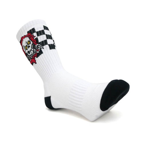 POWELL PERALTA SOCKS パウエルペラルタ ソックス 靴下 RIPPER CHECKER STRIPES WHITE/BLACK/RED スケートボード スケボー 