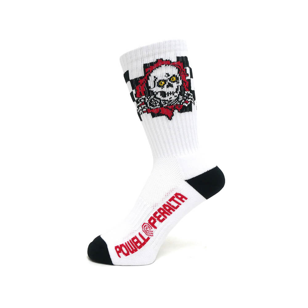POWELL PERALTA SOCKS パウエルペラルタ ソックス 靴下 RIPPER CHECKER STRIPES WHITE/BLACK/RED スケートボード スケボー 1