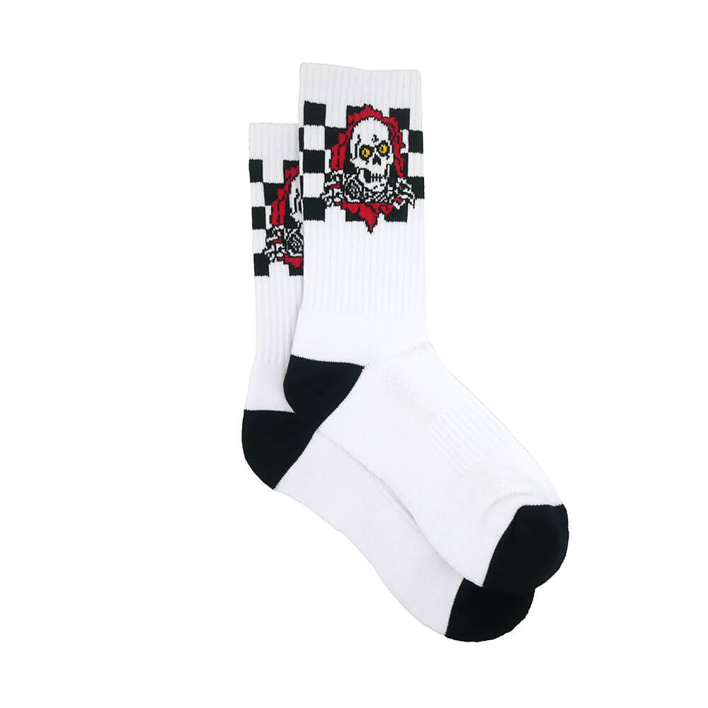 POWELL PERALTA SOCKS パウエルペラルタ ソックス 靴下 RIPPER CHECKER STRIPES WHITE/BLACK/RED スケートボード スケボー 3
