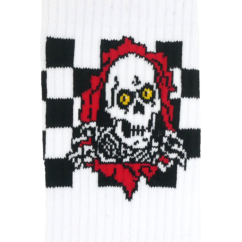 POWELL PERALTA SOCKS パウエルペラルタ ソックス 靴下 RIPPER CHECKER STRIPES WHITE/BLACK/RED スケートボード スケボー 4