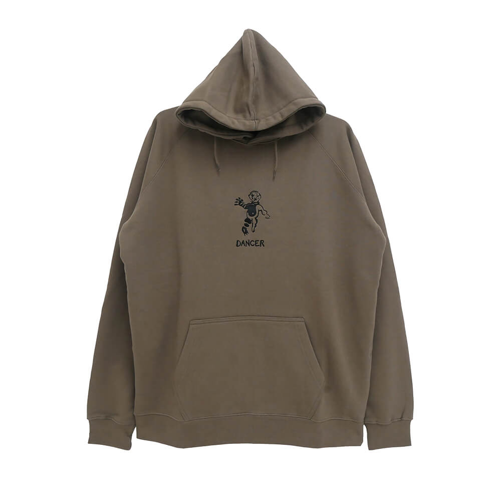 DANCER HOOD ダンサー パーカー OG EMBROIDED LOGO DARK KHAKI/BLACK スケートボード スケボー 