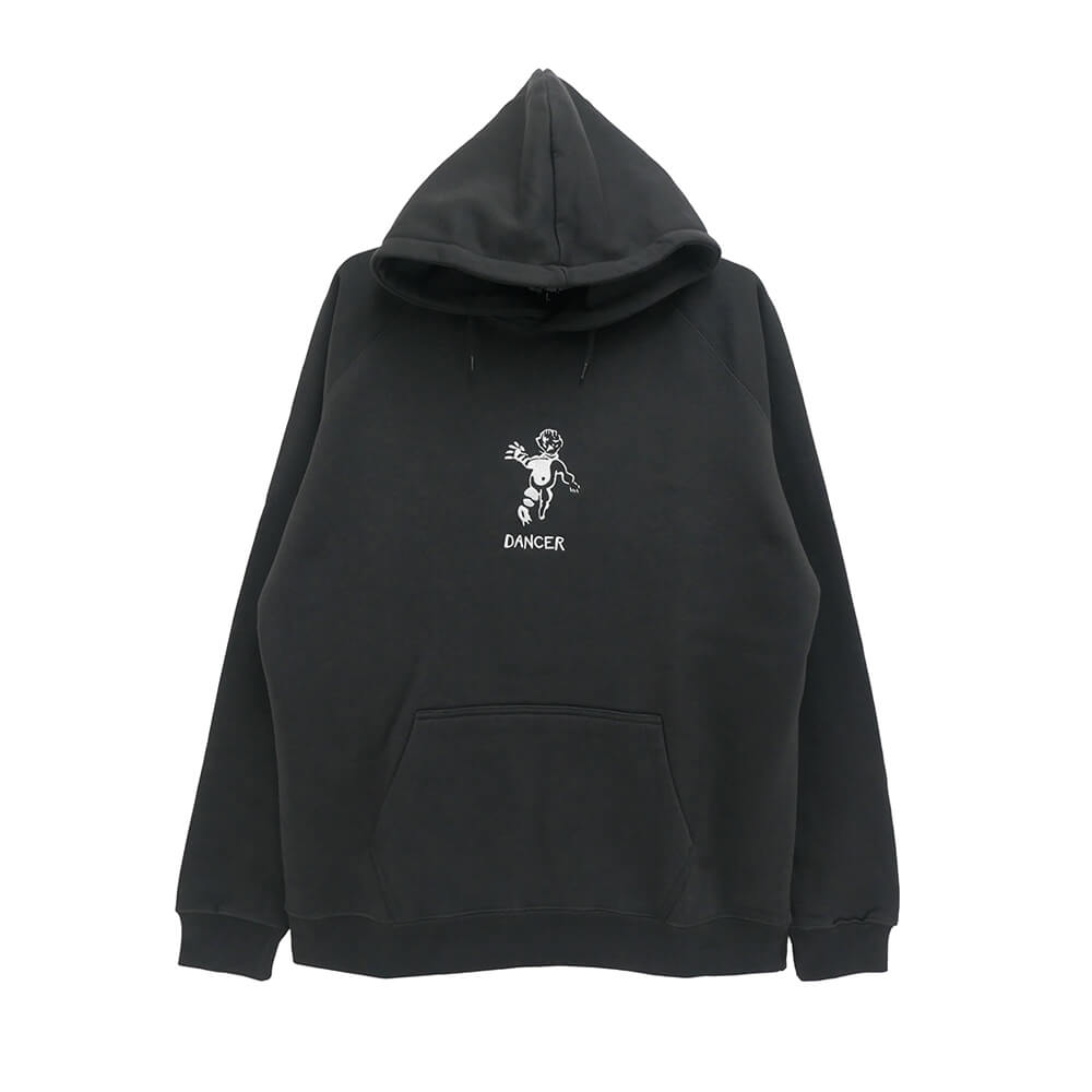 DANCER HOOD ダンサー パーカー OG EMBROIDED LOGO CHARCOAL/WHITE スケートボード スケボー 