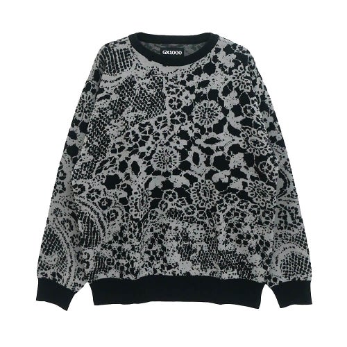 GX1000 SWEATER ジーエックス1000 セーター JACQUARD KNIT SWEATER LACED GREY/BLACK スケートボード スケボー