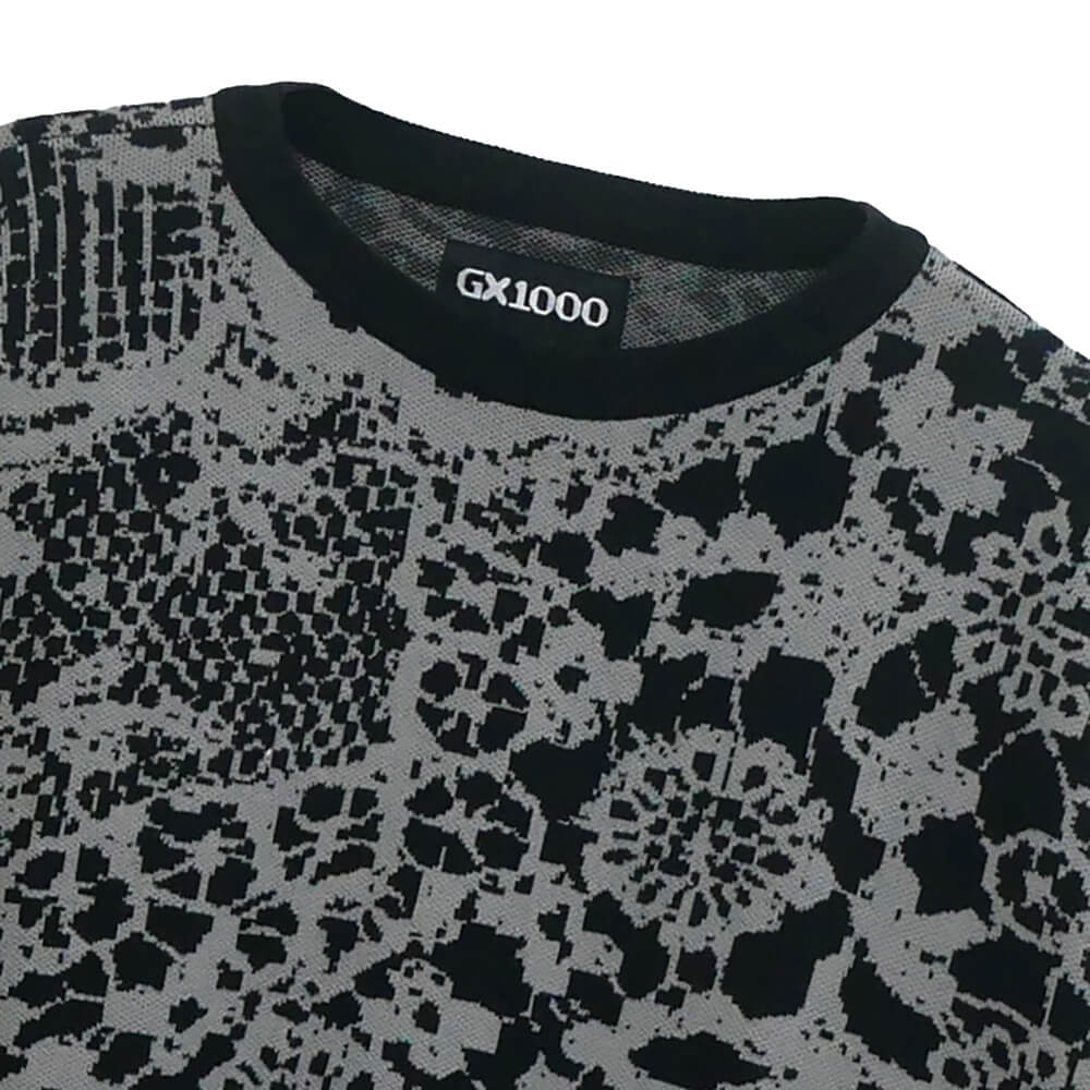 GX1000 SWEATER ジーエックス1000 セーター JACQUARD KNIT SWEATER LACED GREY/BLACK スケートボード スケボー 01