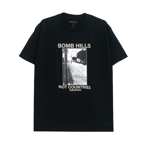 GX1000 T-SHIRT ジーエックス1000 Tシャツ BOMB HILLS NOT COUNTRIES BLACK/GREY スケートボード スケボー