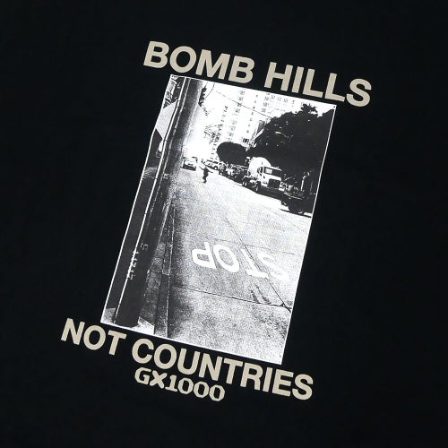 GX1000 T-SHIRT ジーエックス1000 Tシャツ BOMB HILLS NOT COUNTRIES BLACK/GREY スケートボード スケボー 01