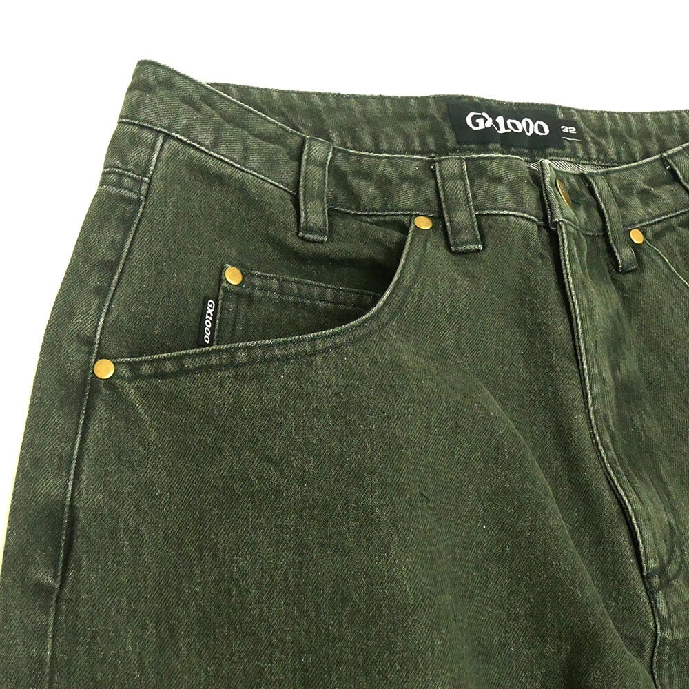 GX1000 PANTS ジーエックス1000 パンツ ジーンズ BAGGY DARK GREEN スケートボード スケボー 01