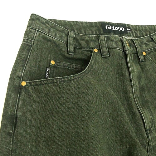 GX1000 PANTS ジーエックス1000 パンツ ジーンズ BAGGY DARK GREEN スケートボード スケボー 01