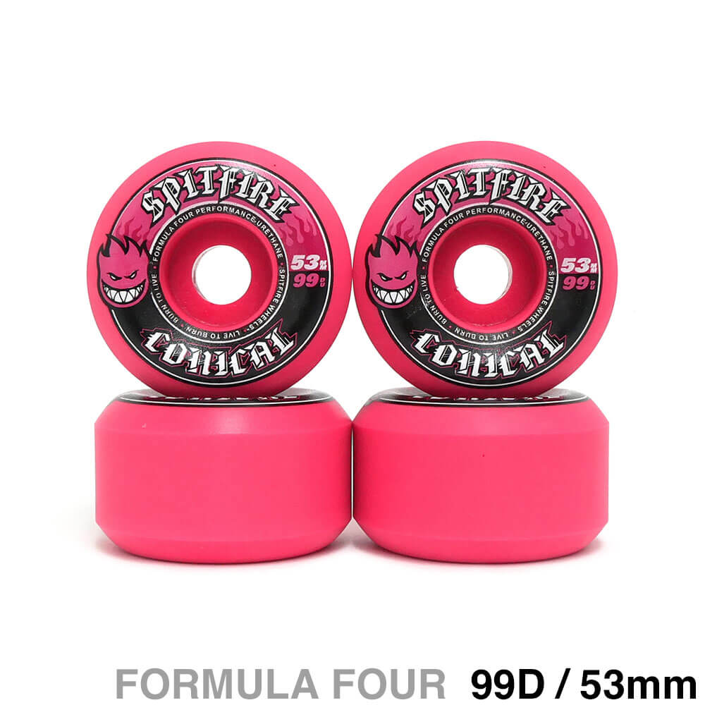 SPITFIRE WHEEL スピットファイヤー ウィール FORMULA FOUR（F4）99D CONICAL ピンク 53mm スケートボード スケボー 1
