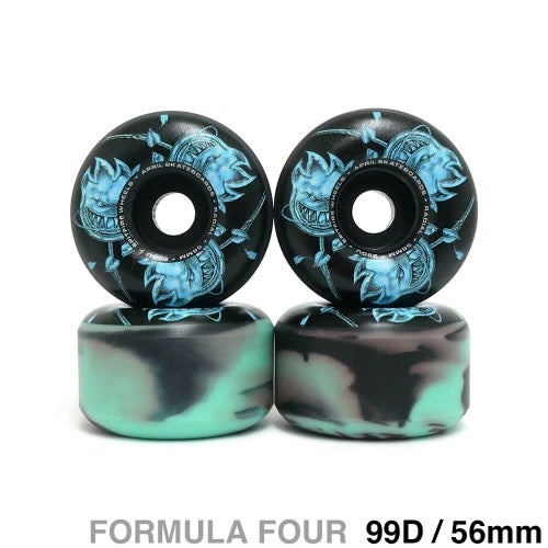 SPITFIRE WHEEL スピットファイヤー ウィール FORMULA FOUR（F4）99D RADIALS SPITFIRE X APRIL CHROME ROSE BIGHEAD BLACK/BLUE SWIRL 黒/青 56mm スケートボード スケボー 1