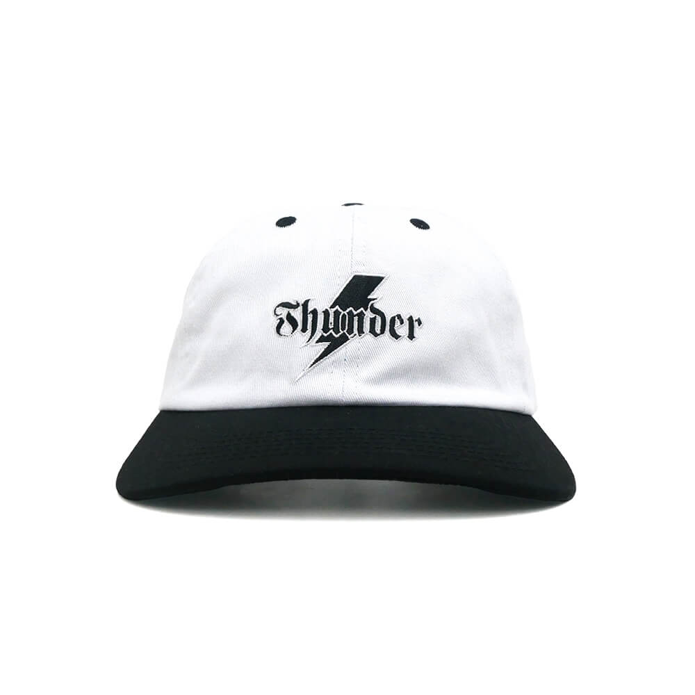 THUNDER CAP サンダー キャップ BOLT SCRIPT STRAPBACK WHITE/BLACK スケートボード スケボー 1