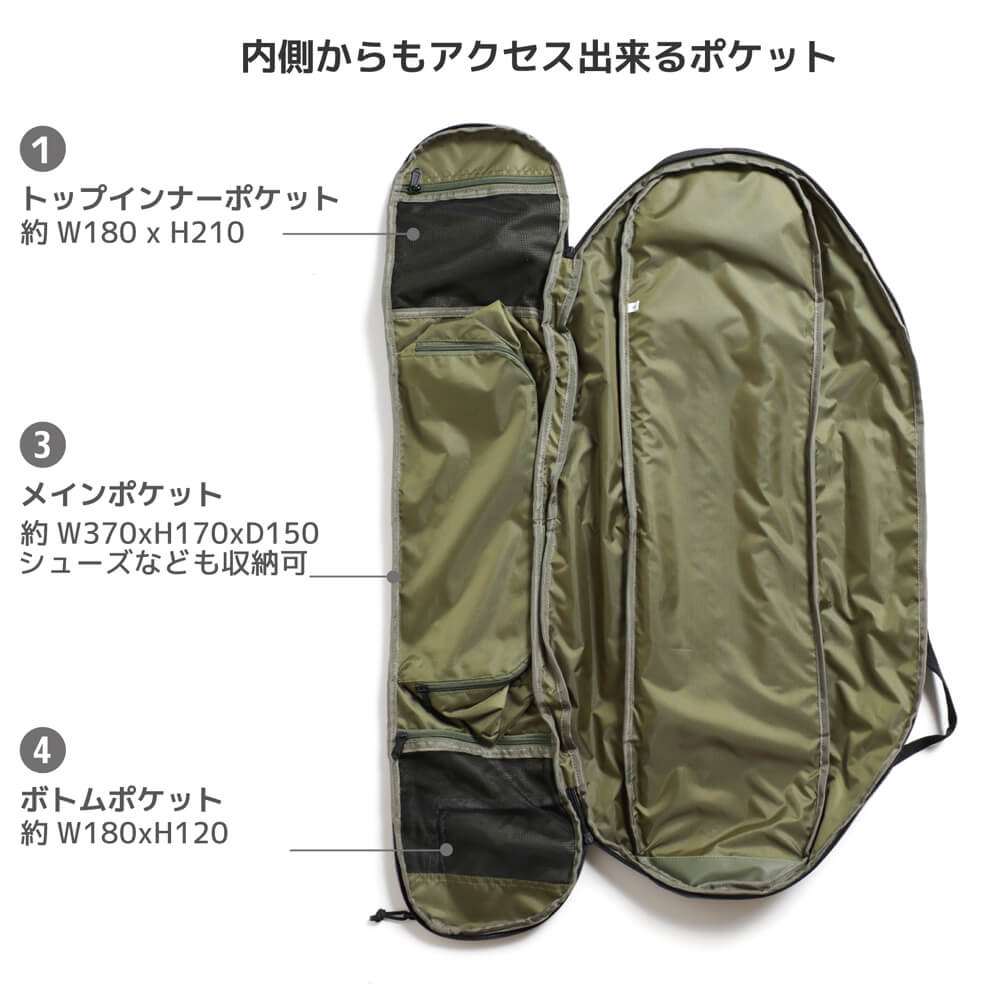 スケートボード収納可能 ESCAPO.TOKYO SKATE BAG エスカポ バッグ バックパック リュック E26 BLACK/BLACK スケートボード スケボー 10