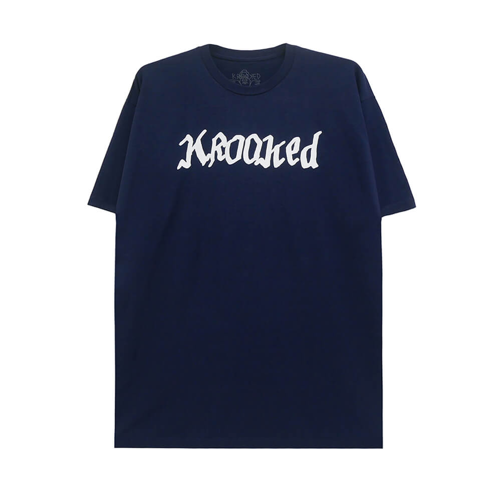 KROOKED T-SHIRT クルキッド Tシャツ   DOUBLE OK SCRIPT  NAVY  スケートボード スケボー 