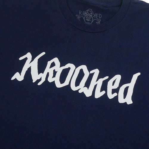 KROOKED T-SHIRT クルキッド Tシャツ   DOUBLE OK SCRIPT  NAVY  スケートボード スケボー 1