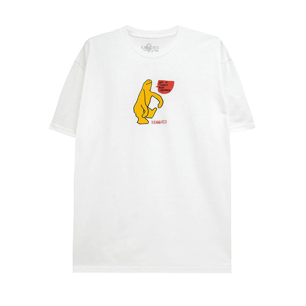 KROOKED T-SHIRT  クルキッド  Tシャツ  GET IT STRAIT  WHITE  スケートボード スケボー 