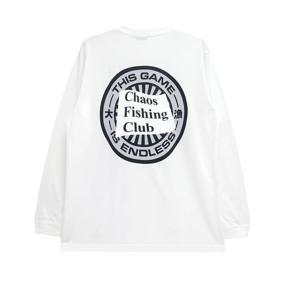 CHAOS FISHING CLUB LONG SLEEVE  カオスフィッシングクラブ  ロングスリーブTシャツ  ENDLESS GAME  WHITE  スケートボード スケボー 