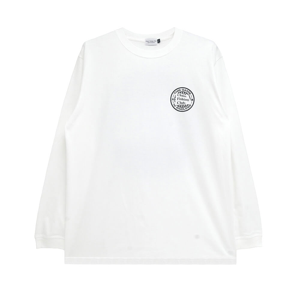 CHAOS FISHING CLUB LONG SLEEVE  カオスフィッシングクラブ  ロングスリーブTシャツ  ENDLESS GAME  WHITE  スケートボード スケボー 1