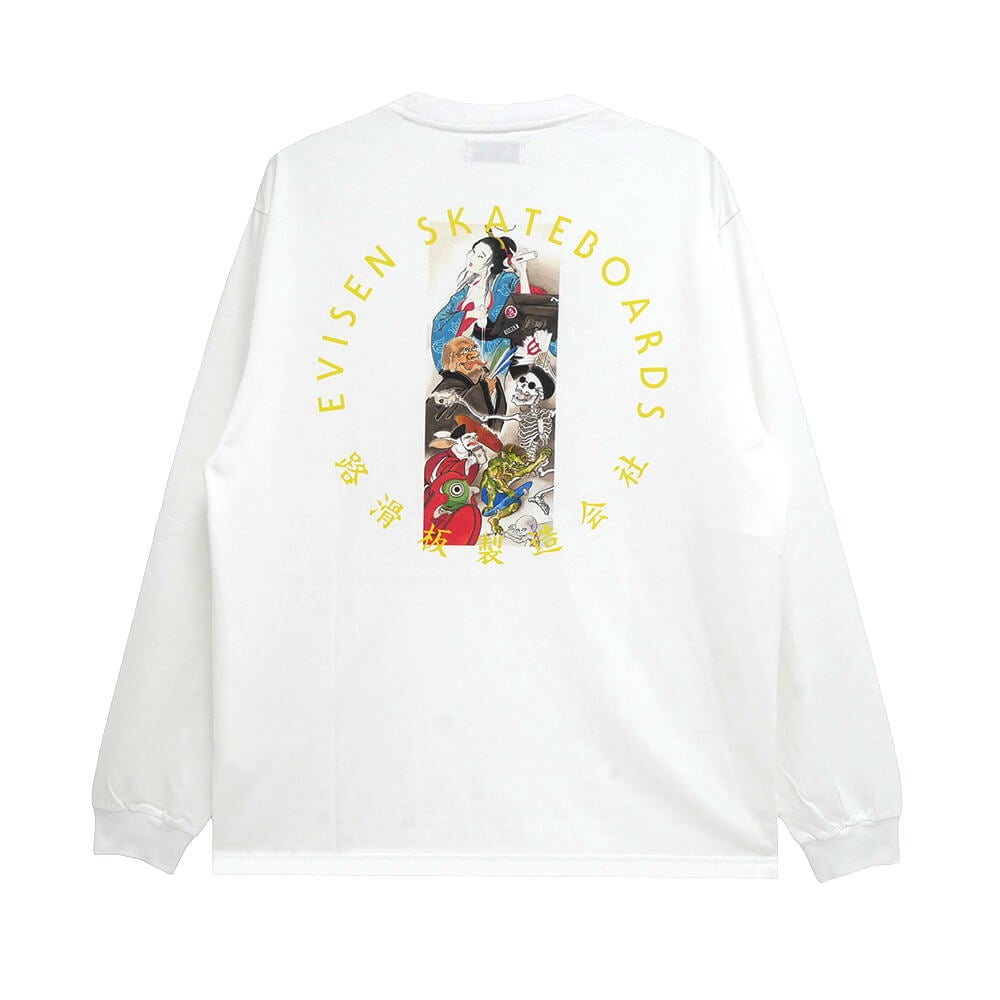 EVISEN LONG SLEEVE  エビセン  ロングスリーブTシャツ  HYAKKI YAENZU  WHITE  スケートボード スケボー 
