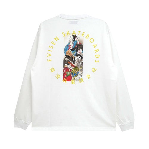 EVISEN LONG SLEEVE  エビセン  ロングスリーブTシャツ  HYAKKI YAENZU  WHITE  スケートボード スケボー 