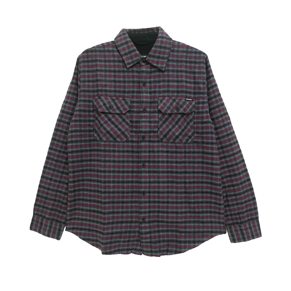 INDEPENDENT LONG SLEEVE  インディペンデント  長袖シャツ  BELMONT FLANNEL SHIRTS  GREY/RED/BLACK  スケートボード スケボー 