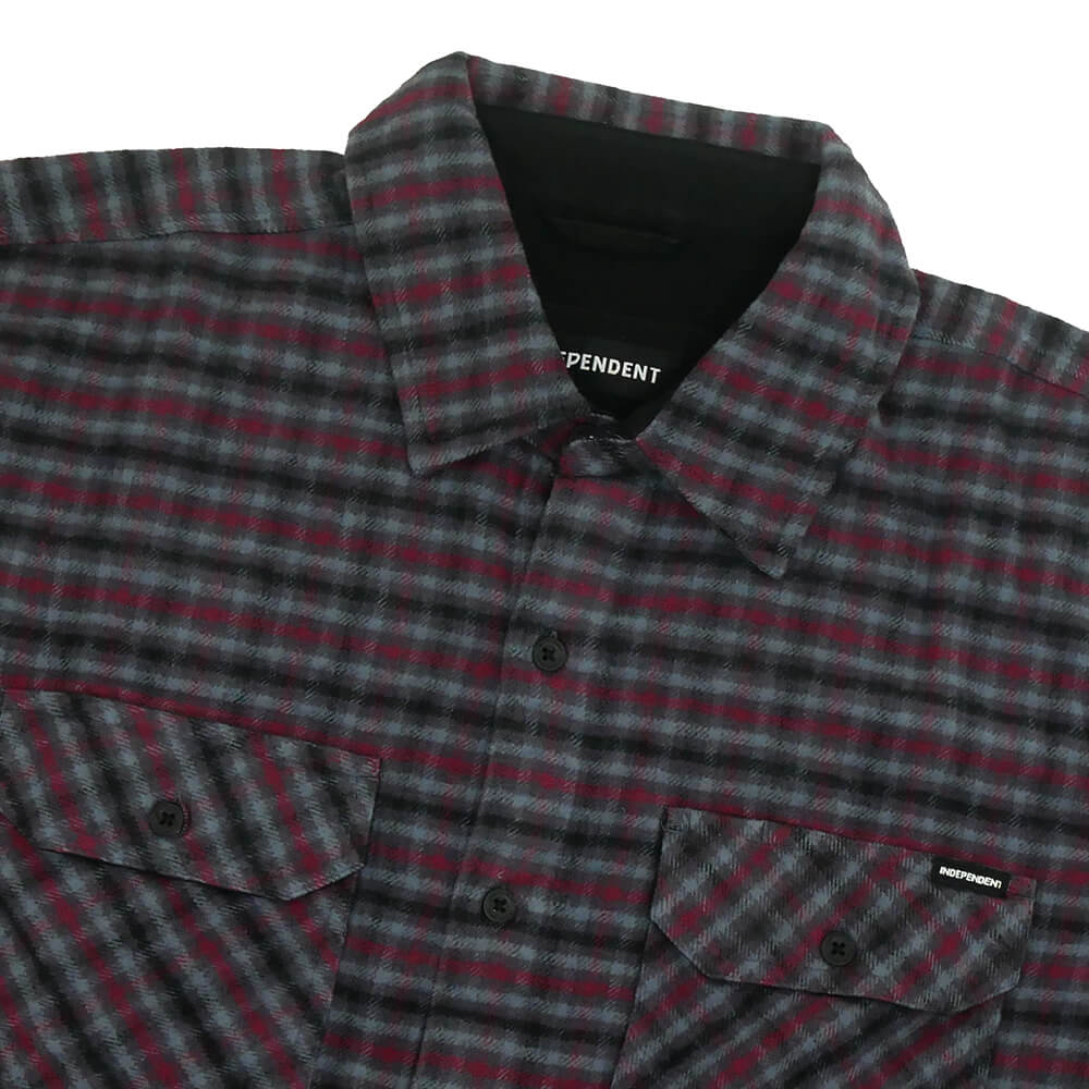 INDEPENDENT LONG SLEEVE  インディペンデント  長袖シャツ  BELMONT FLANNEL SHIRTS  GREY/RED/BLACK  スケートボード スケボー 1