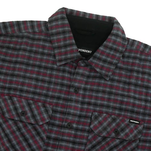 INDEPENDENT LONG SLEEVE  インディペンデント  長袖シャツ  BELMONT FLANNEL SHIRTS  GREY/RED/BLACK  スケートボード スケボー 1