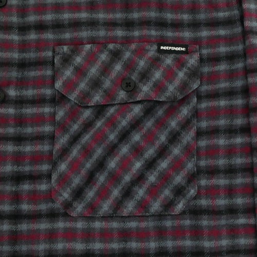 INDEPENDENT LONG SLEEVE  インディペンデント  長袖シャツ  BELMONT FLANNEL SHIRTS  GREY/RED/BLACK  スケートボード スケボー 2