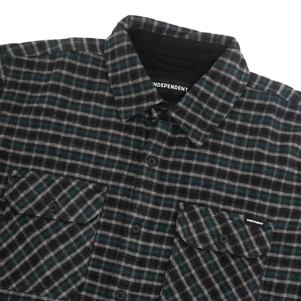 INDEPENDENT LONG SLEEVE  インディペンデント  長袖シャツ  BELMONT FLANNEL SHIRTS  TEAL/GREY/BLACK  スケートボード スケボー 1