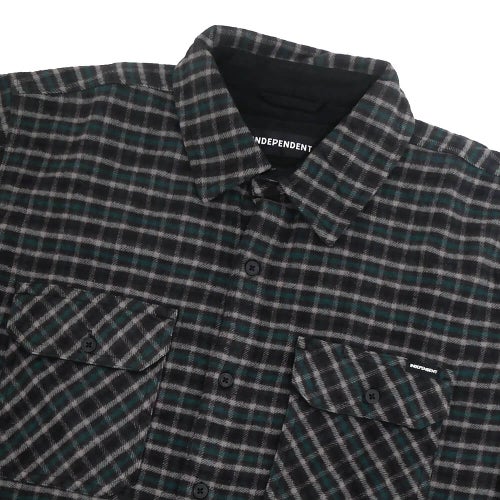 INDEPENDENT LONG SLEEVE  インディペンデント  長袖シャツ  BELMONT FLANNEL SHIRTS  TEAL/GREY/BLACK  スケートボード スケボー 1
