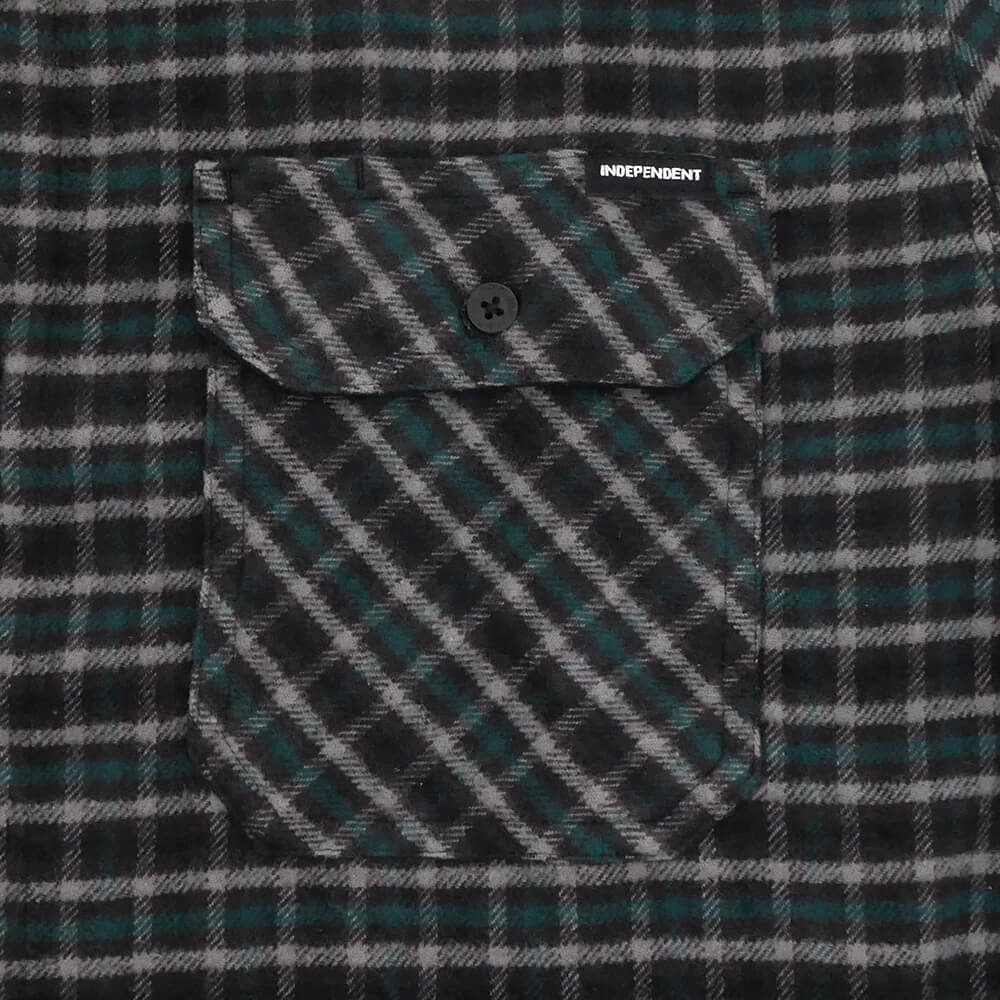 INDEPENDENT LONG SLEEVE  インディペンデント  長袖シャツ  BELMONT FLANNEL SHIRTS  TEAL/GREY/BLACK  スケートボード スケボー 2