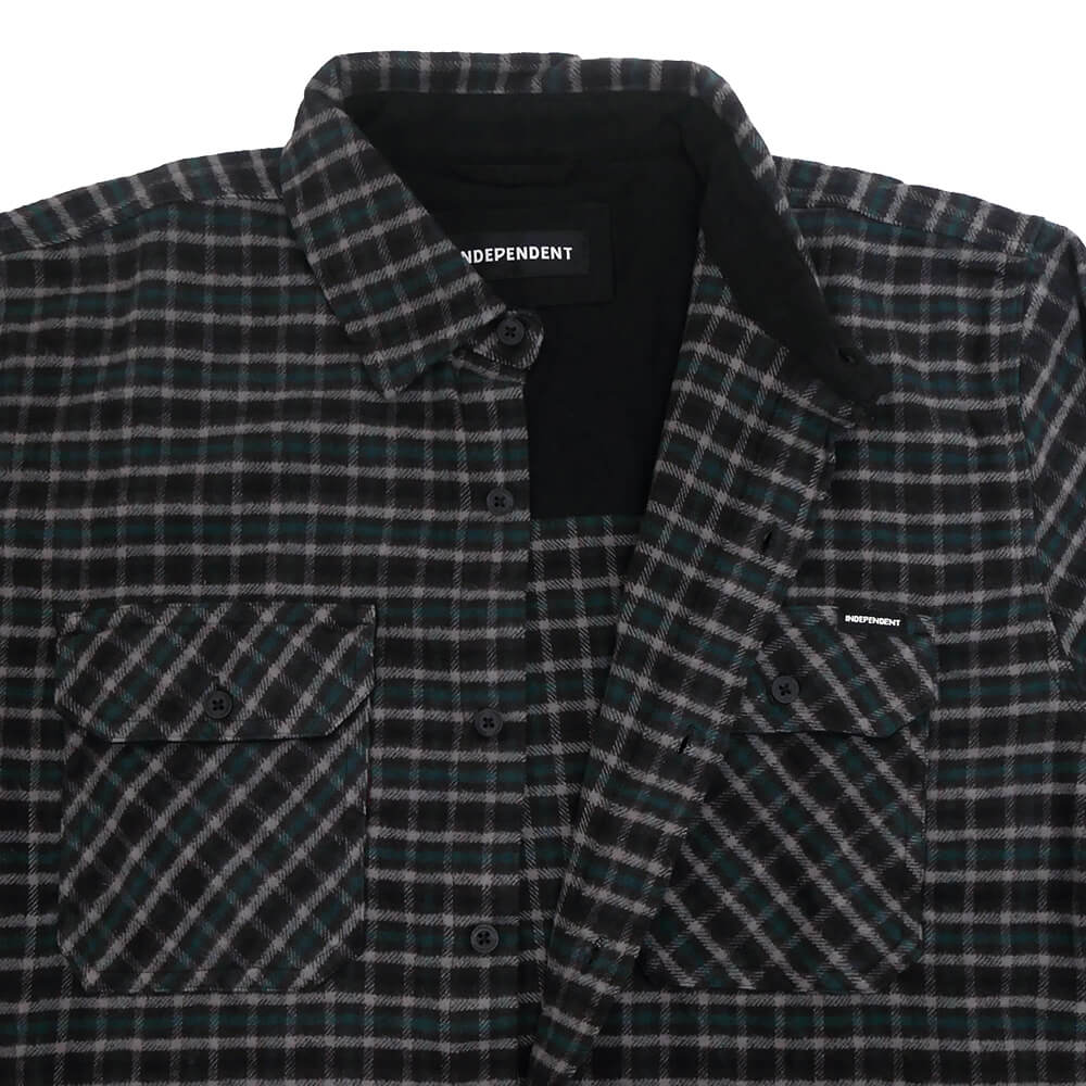 INDEPENDENT LONG SLEEVE  インディペンデント  長袖シャツ  BELMONT FLANNEL SHIRTS  TEAL/GREY/BLACK  スケートボード スケボー 3