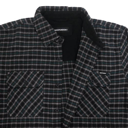 INDEPENDENT LONG SLEEVE  インディペンデント  長袖シャツ  BELMONT FLANNEL SHIRTS  TEAL/GREY/BLACK  スケートボード スケボー 3