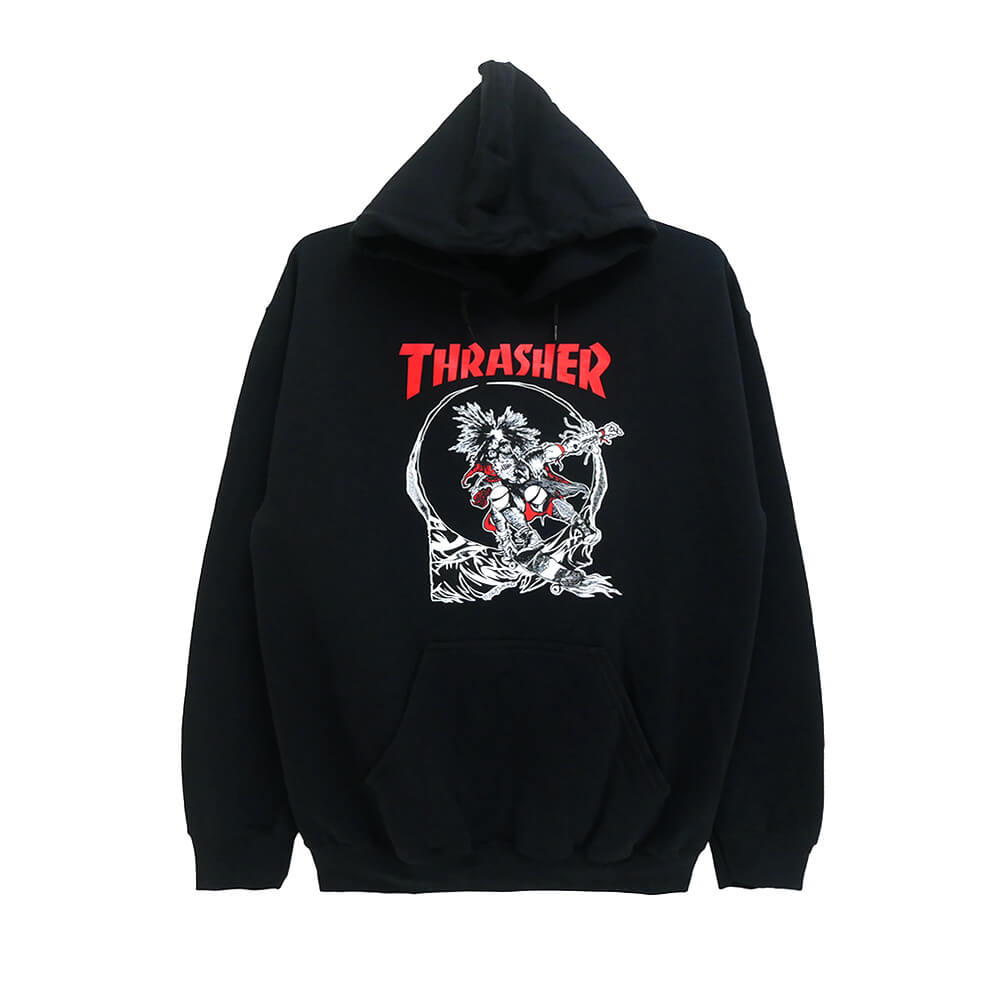 THRASHERHOODスラッシャーパーカーOUTLAWBLACK（US企画）スケートボードスケボー