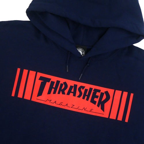 THRASHER HOOD スラッシャー パーカー BAR NAVY（US企画）スケートボード スケボー  1