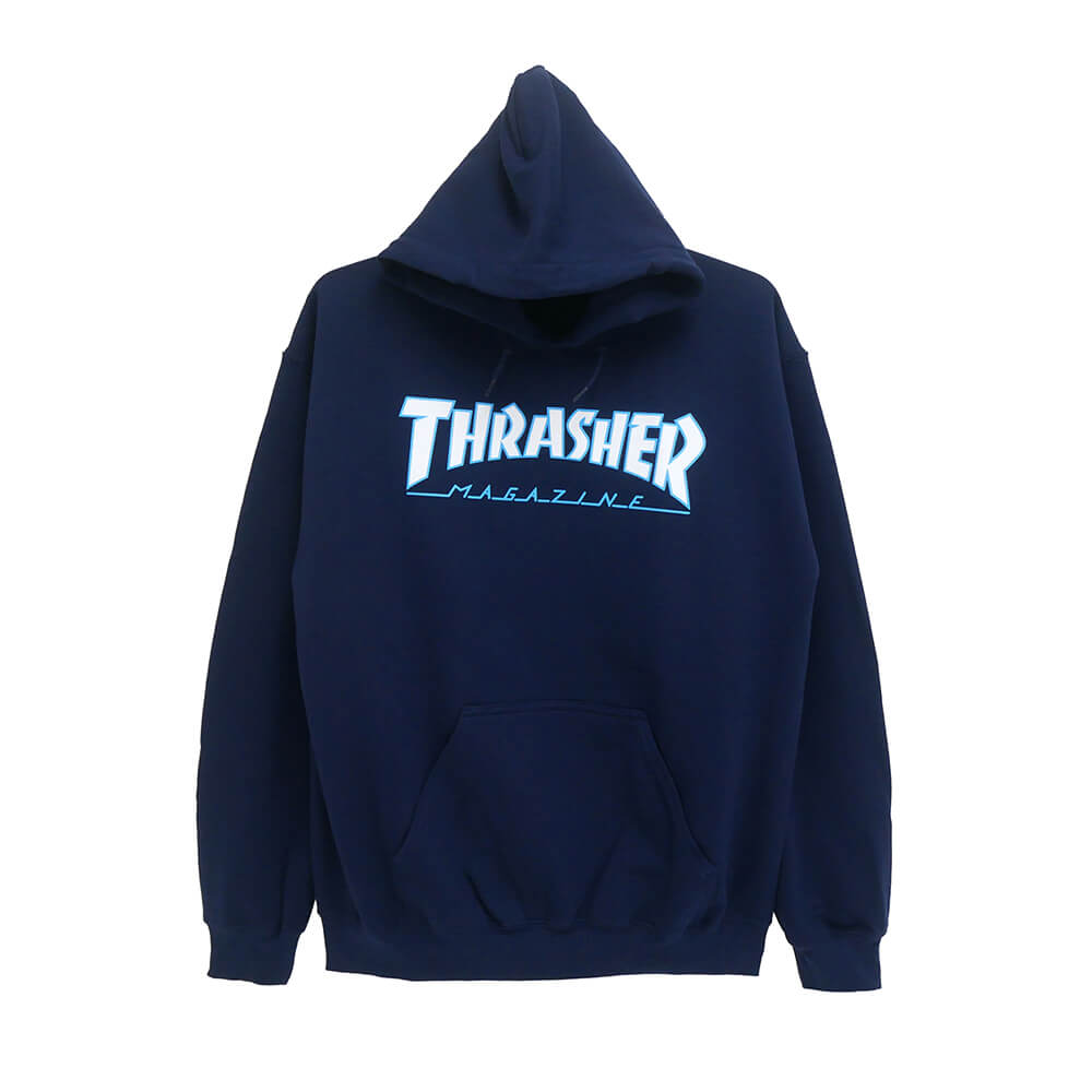 THRASHER HOOD スラッシャー パーカー OUTLINED NAVY（US企画）  スケートボード スケボー  