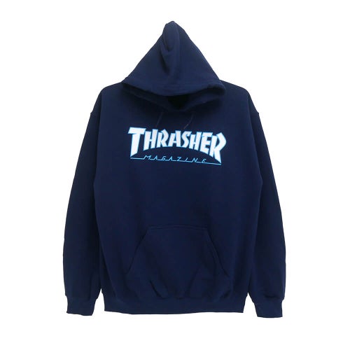 THRASHER HOOD スラッシャー パーカー OUTLINED NAVY（US企画）  スケートボード スケボー  