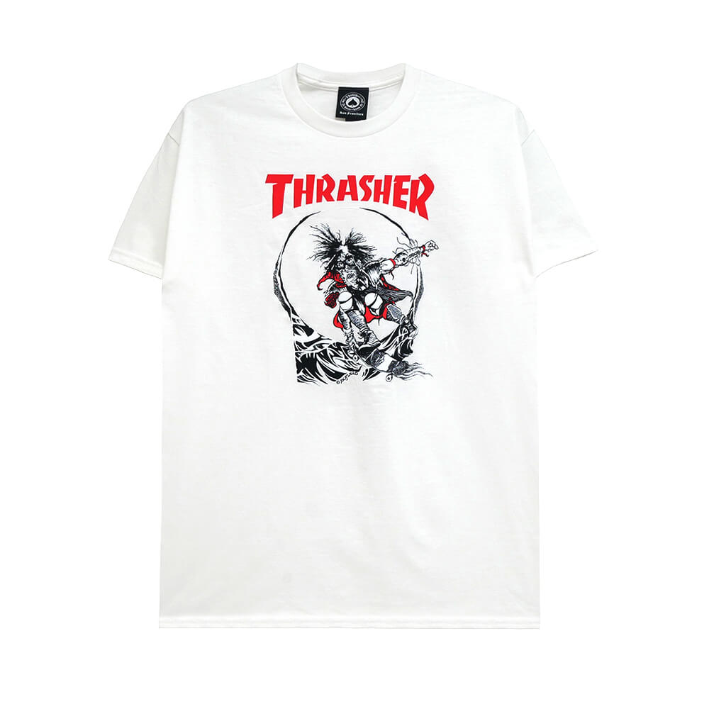 THRASHER T-SHIRTスラッシャーTシャツ OUTLAW WHITE（US企画）スケートボードスケボー