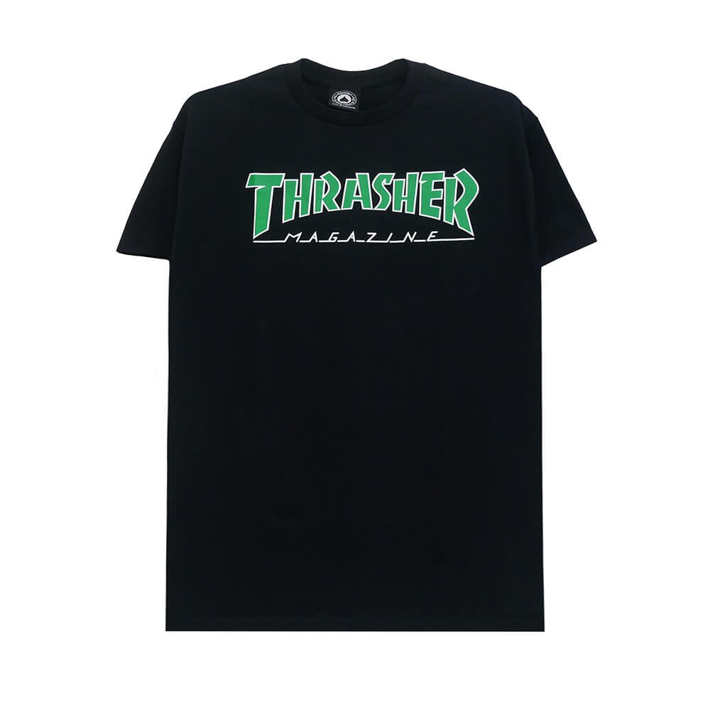 THRASHER T-SHIRT スラッシャー Tシャツ OUTLINED BLACK（US企画） スケートボード スケボー