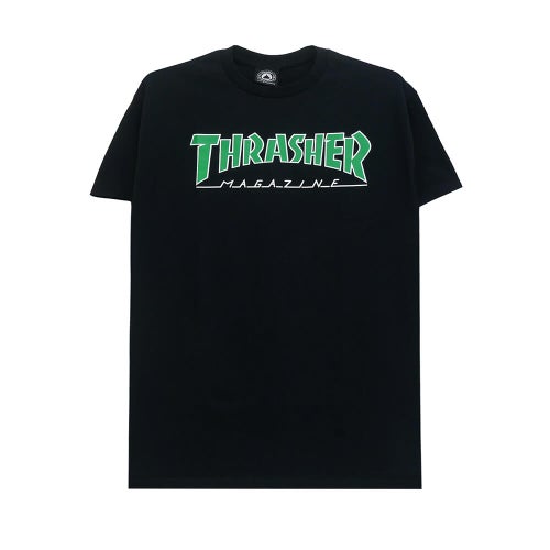 THRASHER T-SHIRT スラッシャー Tシャツ OUTLINED BLACK（US企画） スケートボード スケボー