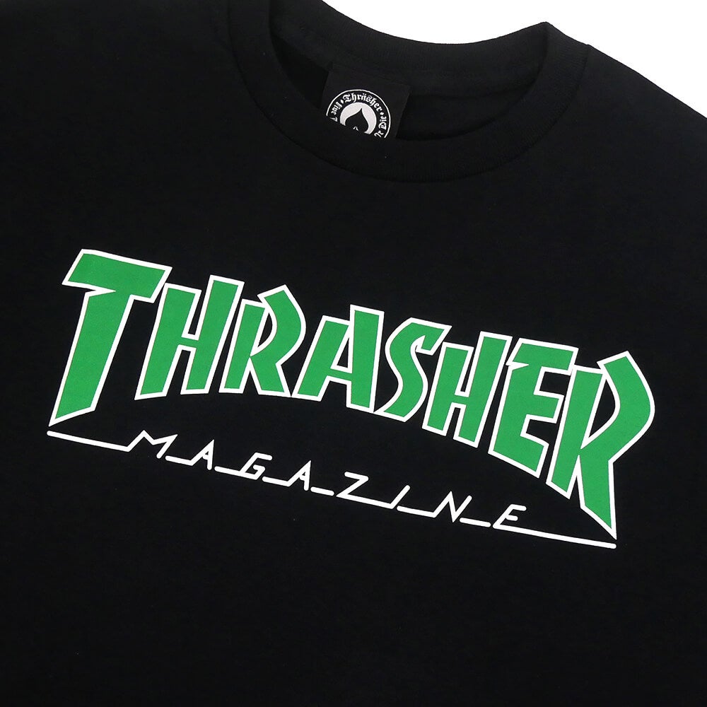 THRASHER T-SHIRT スラッシャー Tシャツ OUTLINED BLACK（US企画） スケートボード スケボー1