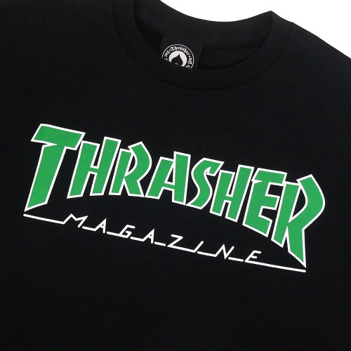 THRASHER T-SHIRT スラッシャー Tシャツ OUTLINED BLACK（US企画） スケートボード スケボー1