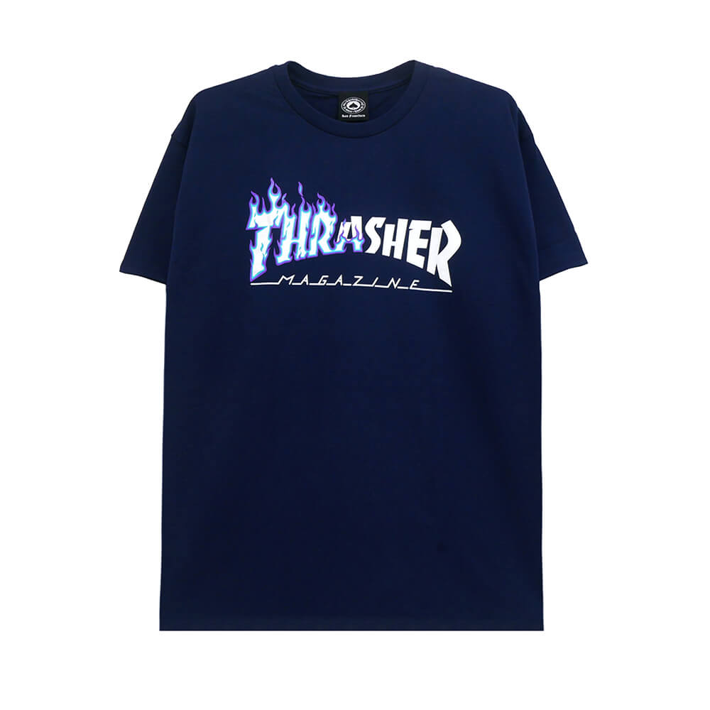 THRASHER T-SHIRT スラッシャー Tシャツ IGNITE NAVY（US企画）スケートボードスケボー