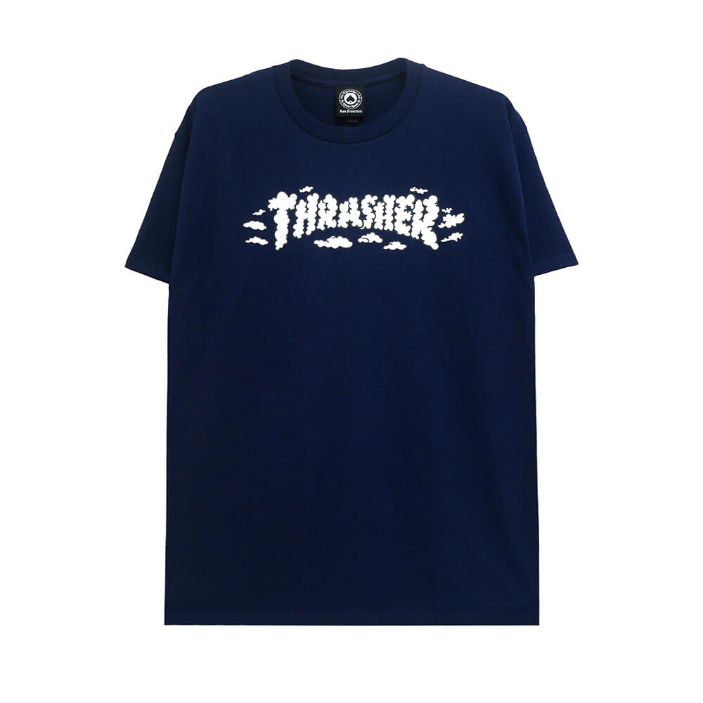 THRASHER T-SHIRT スラッシャー Tシャツ CLOUDS BY SPANKY NAVY（US企画）スケートボードスケボー