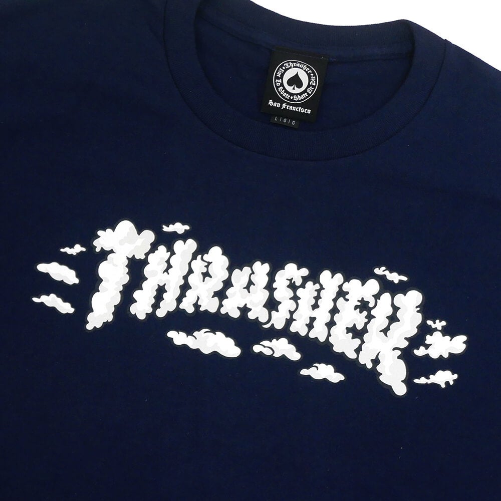 THRASHER T-SHIRT スラッシャー Tシャツ CLOUDS BY SPANKY NAVY（US企画）スケートボードスケボー 1