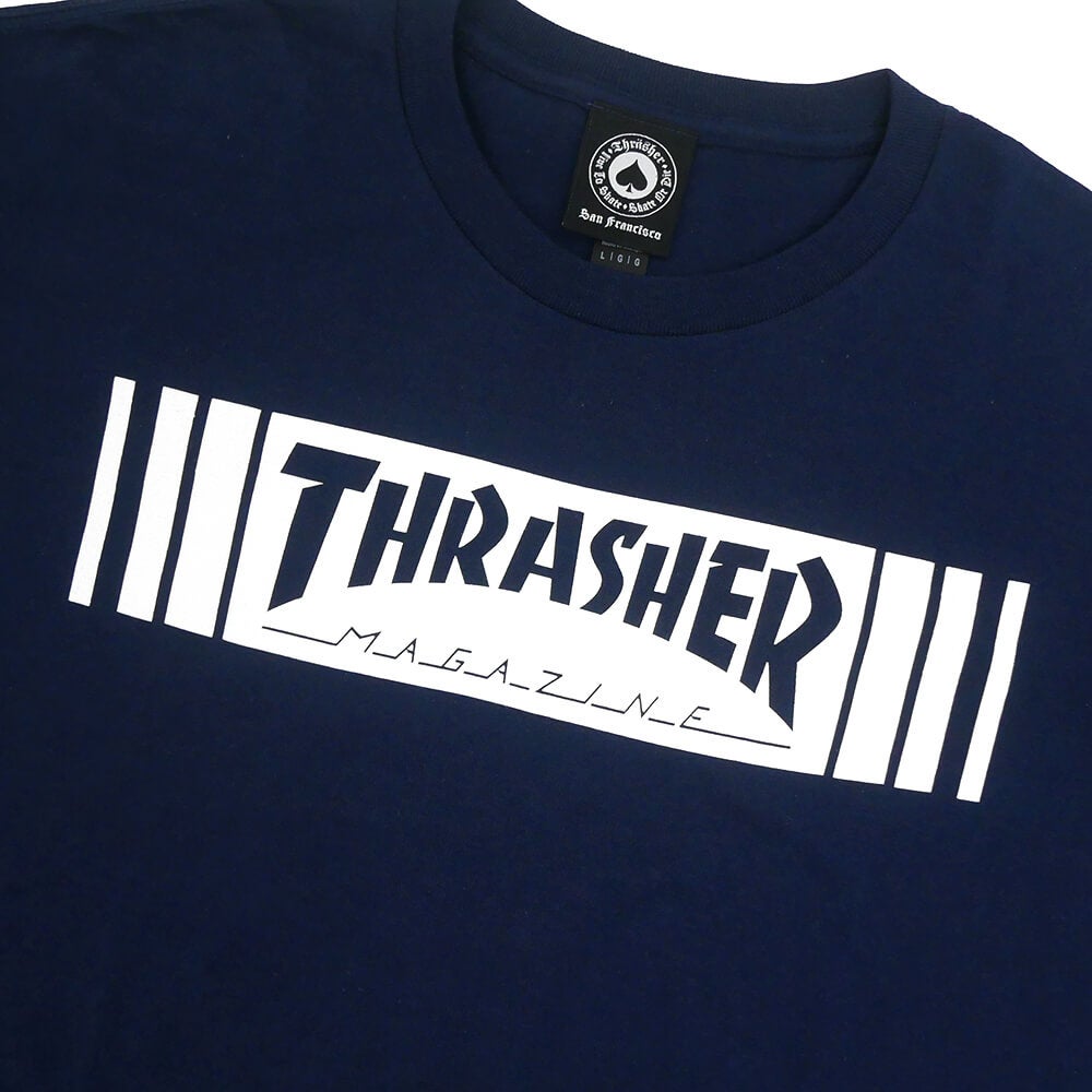 THRASHER T-SHIRT スラッシャー Tシャツ BAR NAVY（US企画）スケートボードスケボー 1