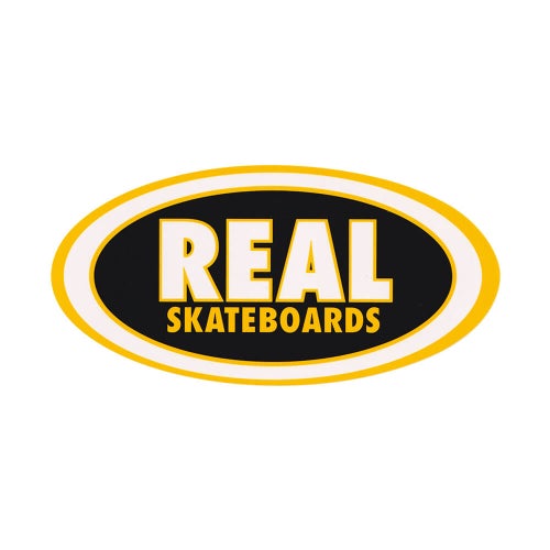REAL STICKER リアル ステッカー CLASSIC OVAL MEDIUM BLACK/YELLOW スケートボード スケボー 1