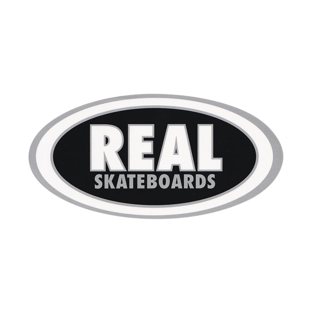 REAL STICKER リアル ステッカー CLASSIC OVAL MEDIUM BLACK/SILVER スケートボード スケボー 1