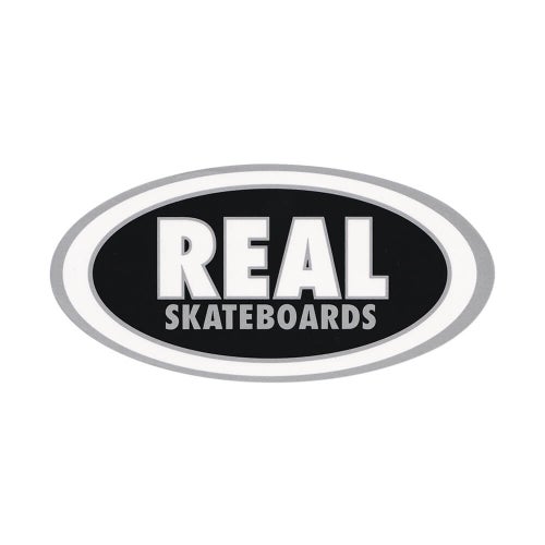 REAL STICKER リアル ステッカー CLASSIC OVAL MEDIUM BLACK/SILVER スケートボード スケボー 1