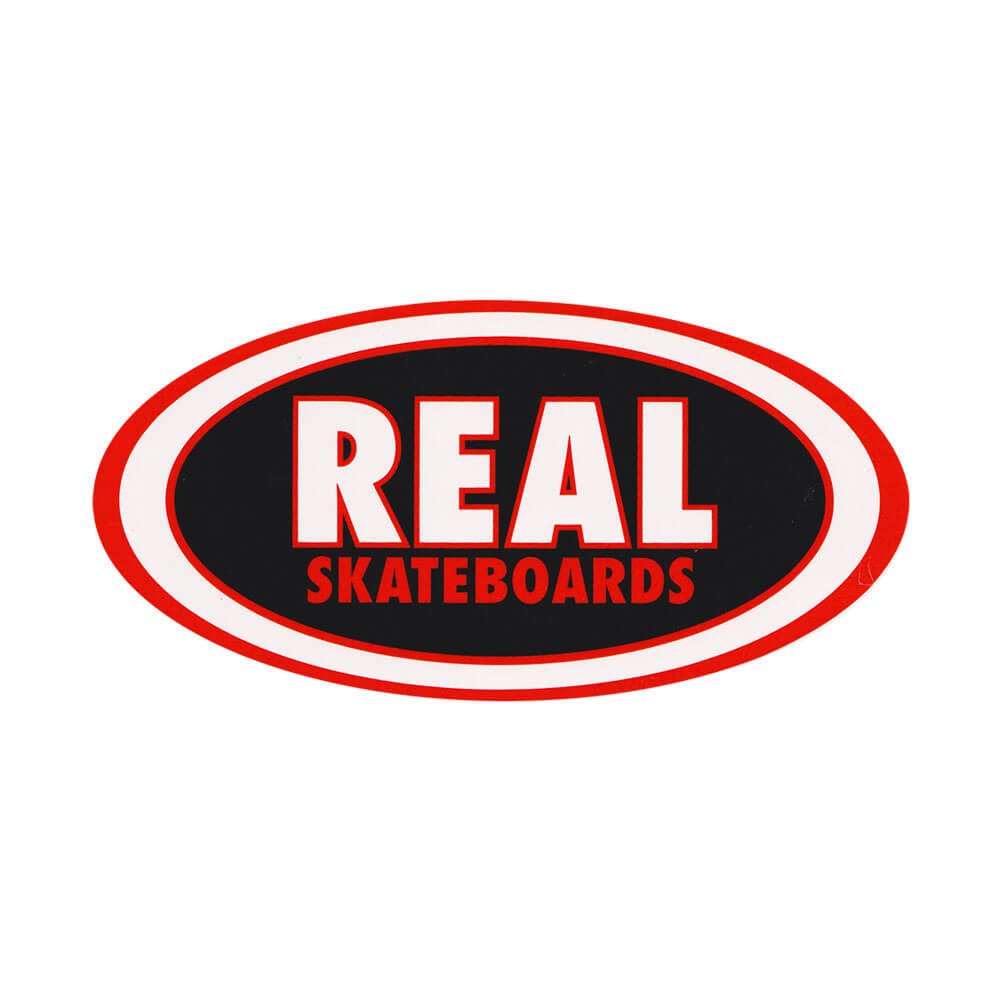 REAL STICKER リアル ステッカー CLASSIC OVAL MEDIUM BLACK/RED スケートボード スケボー 1